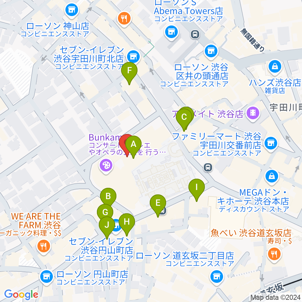 ル・シネマ周辺のカフェ一覧地図