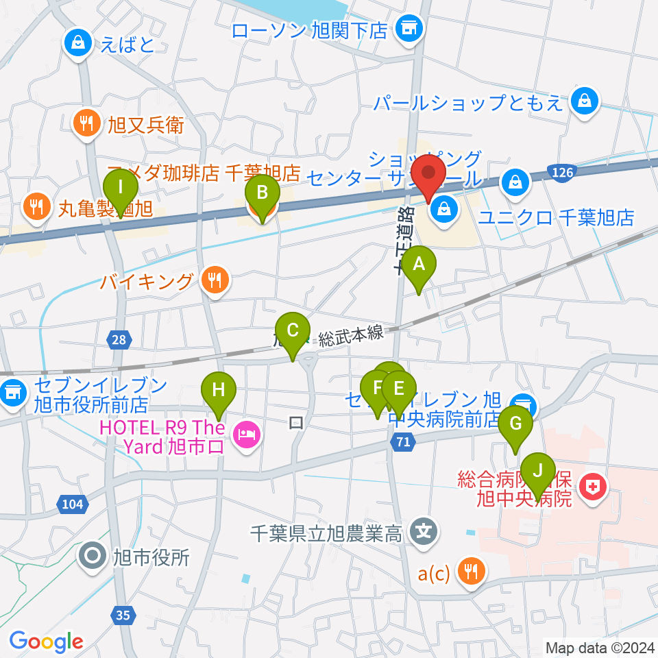 旭サンモールシネマ周辺のカフェ一覧地図