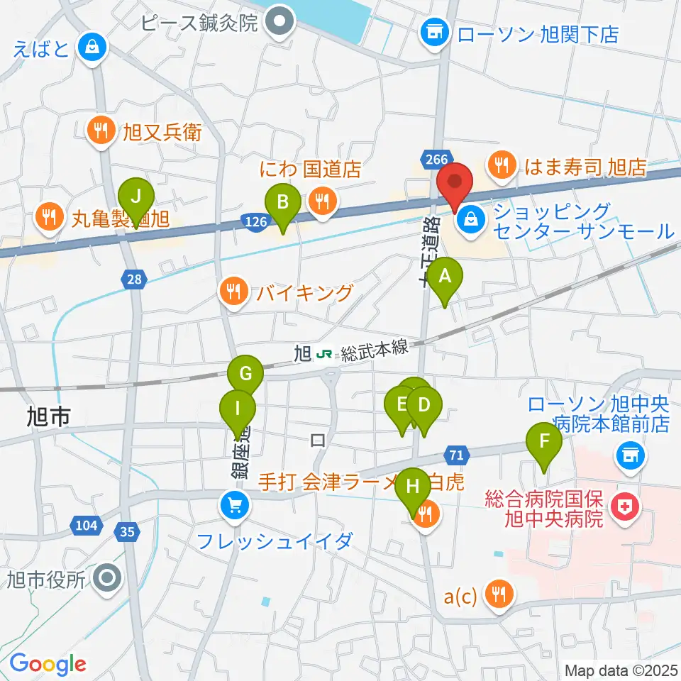 旭サンモールシネマ周辺のカフェ一覧地図