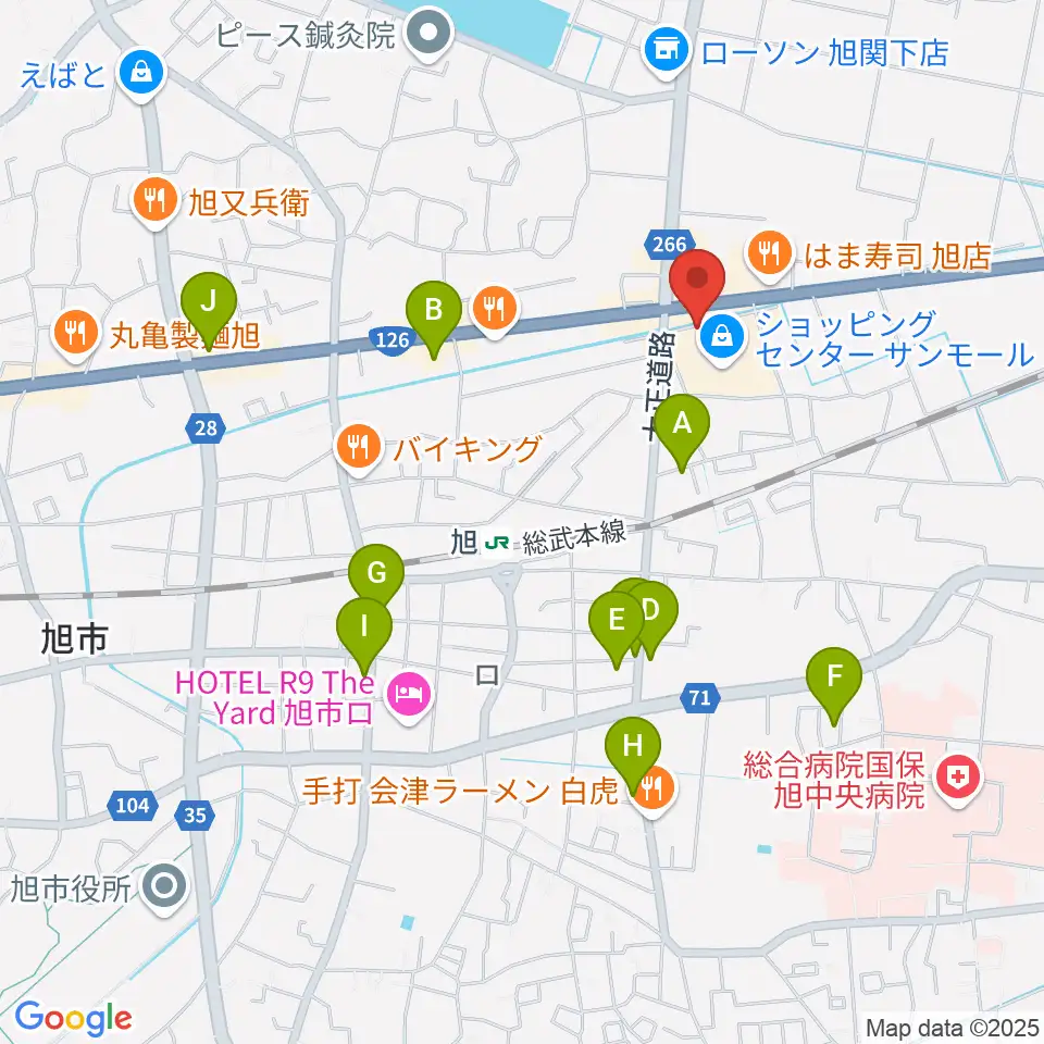 旭サンモールシネマ周辺のカフェ一覧地図