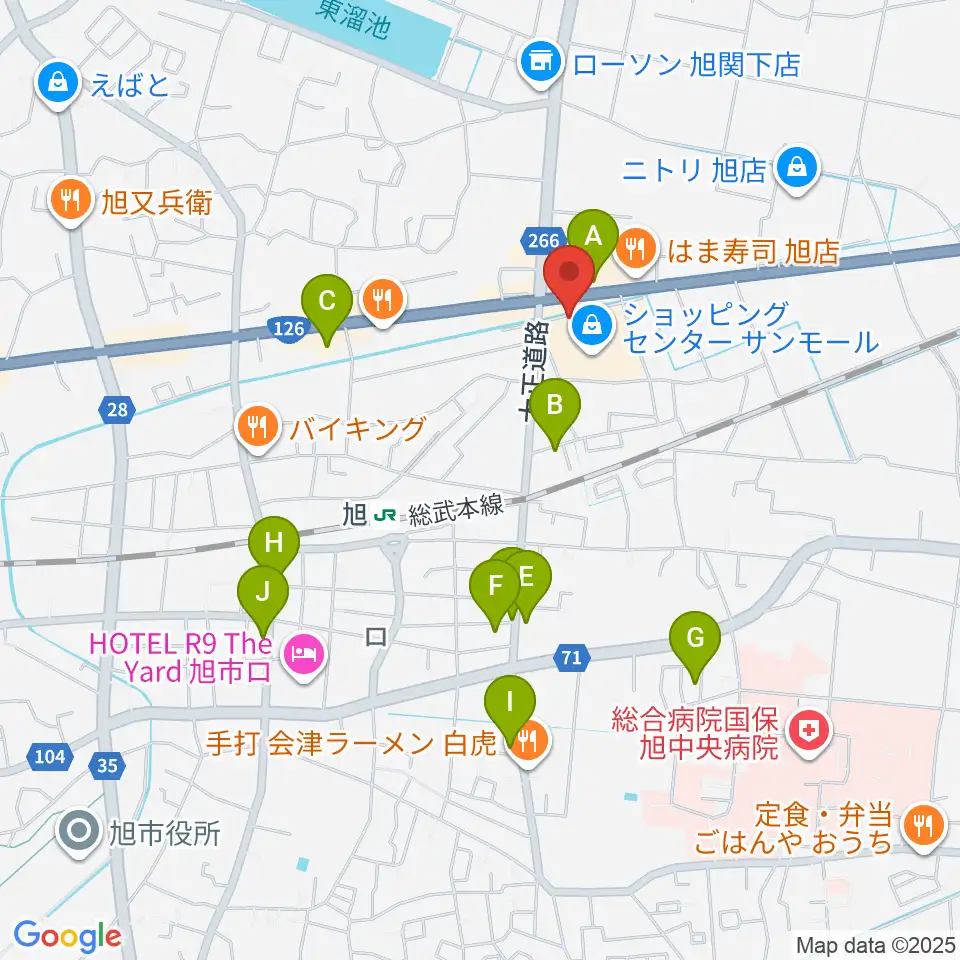 旭サンモールシネマ周辺のカフェ一覧地図