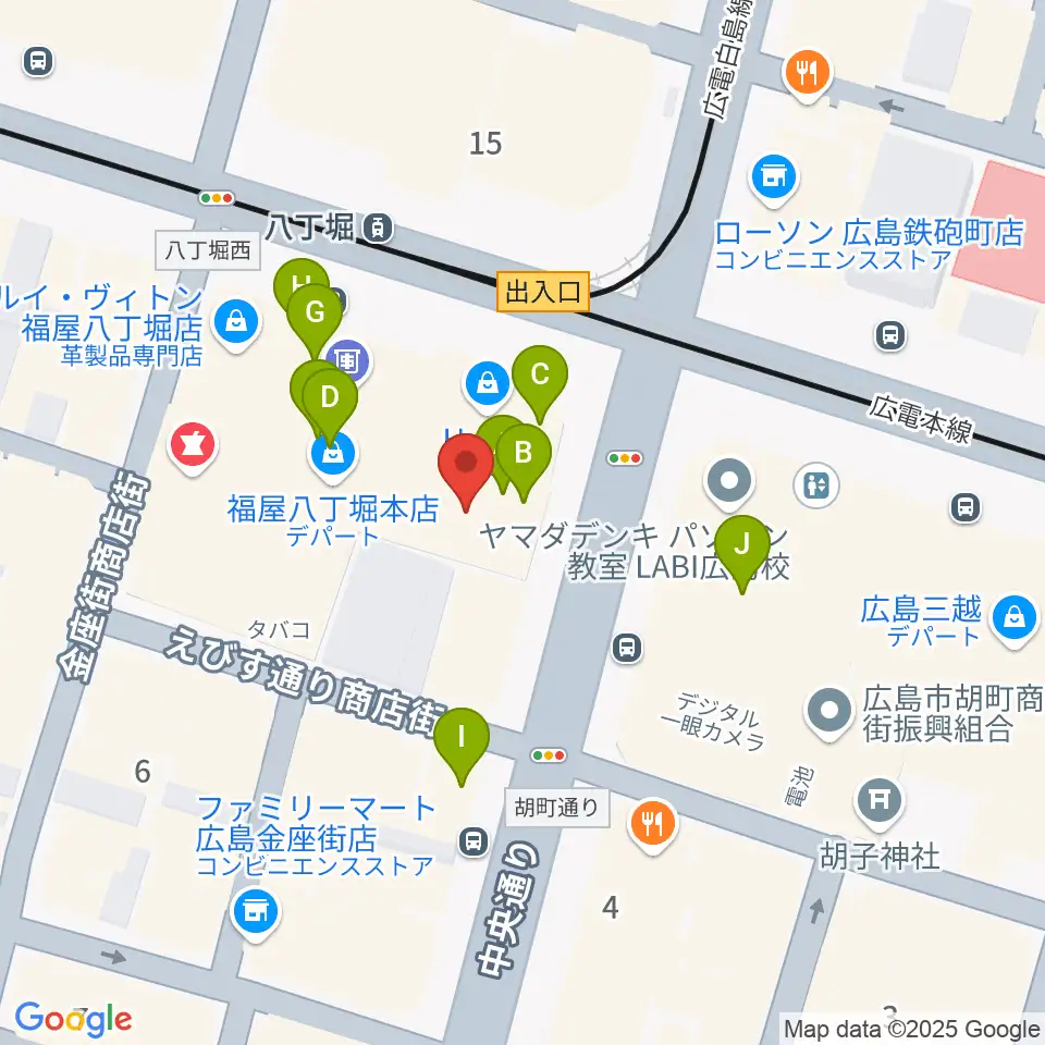 八丁座周辺のカフェ一覧地図