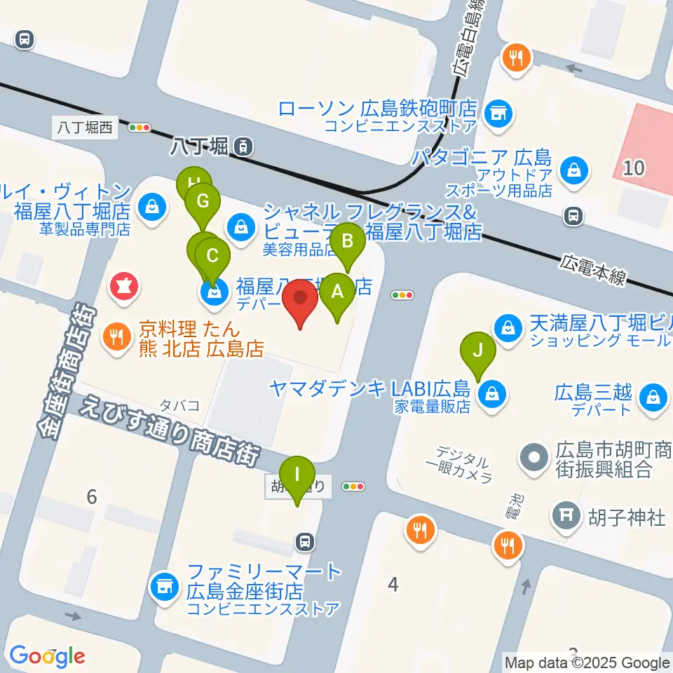 八丁座周辺のカフェ一覧地図