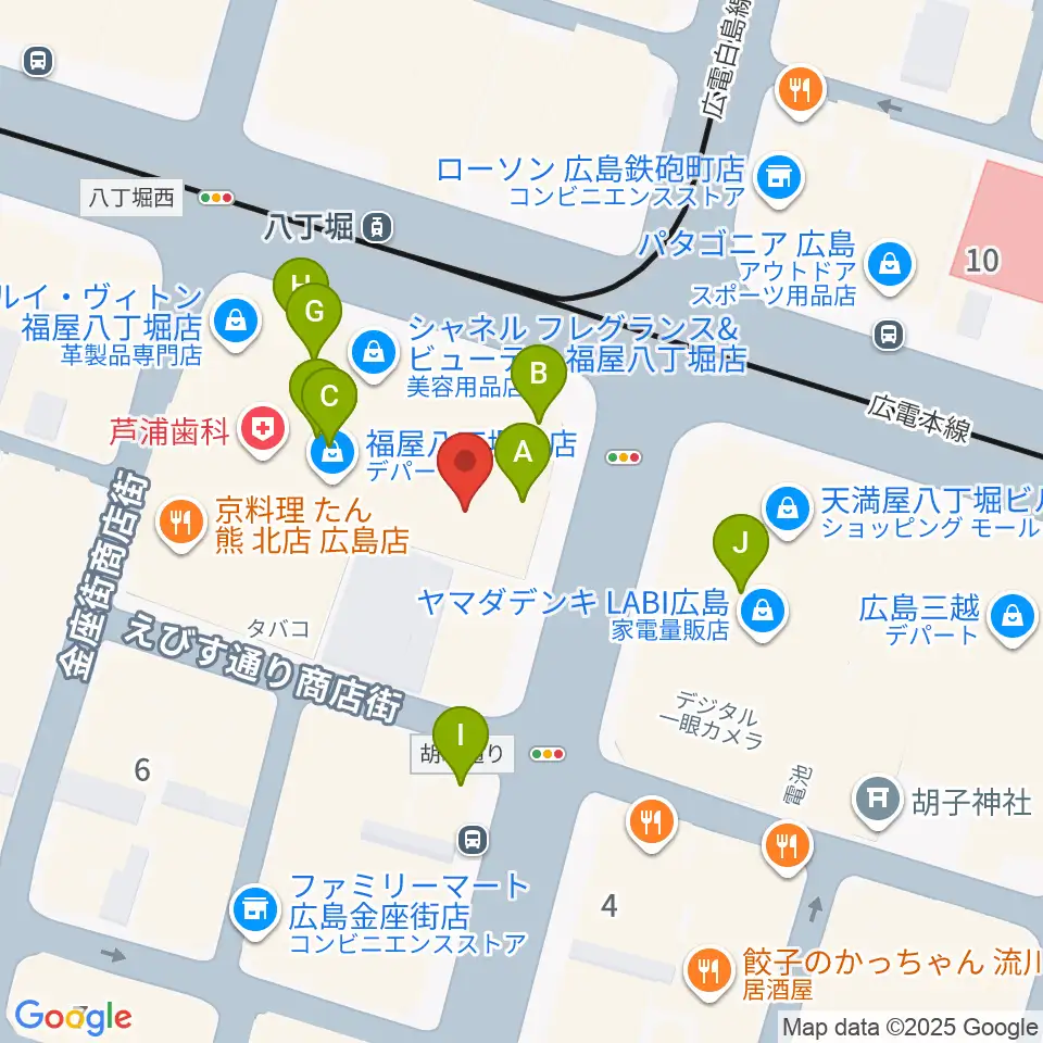 八丁座周辺のカフェ一覧地図