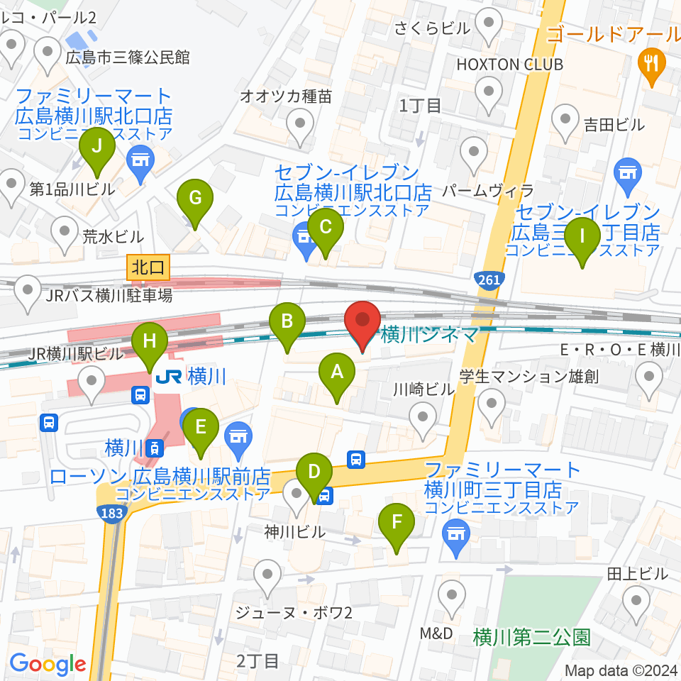 横川シネマ周辺のカフェ一覧地図