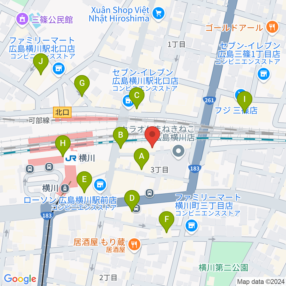 横川シネマ周辺のカフェ一覧地図