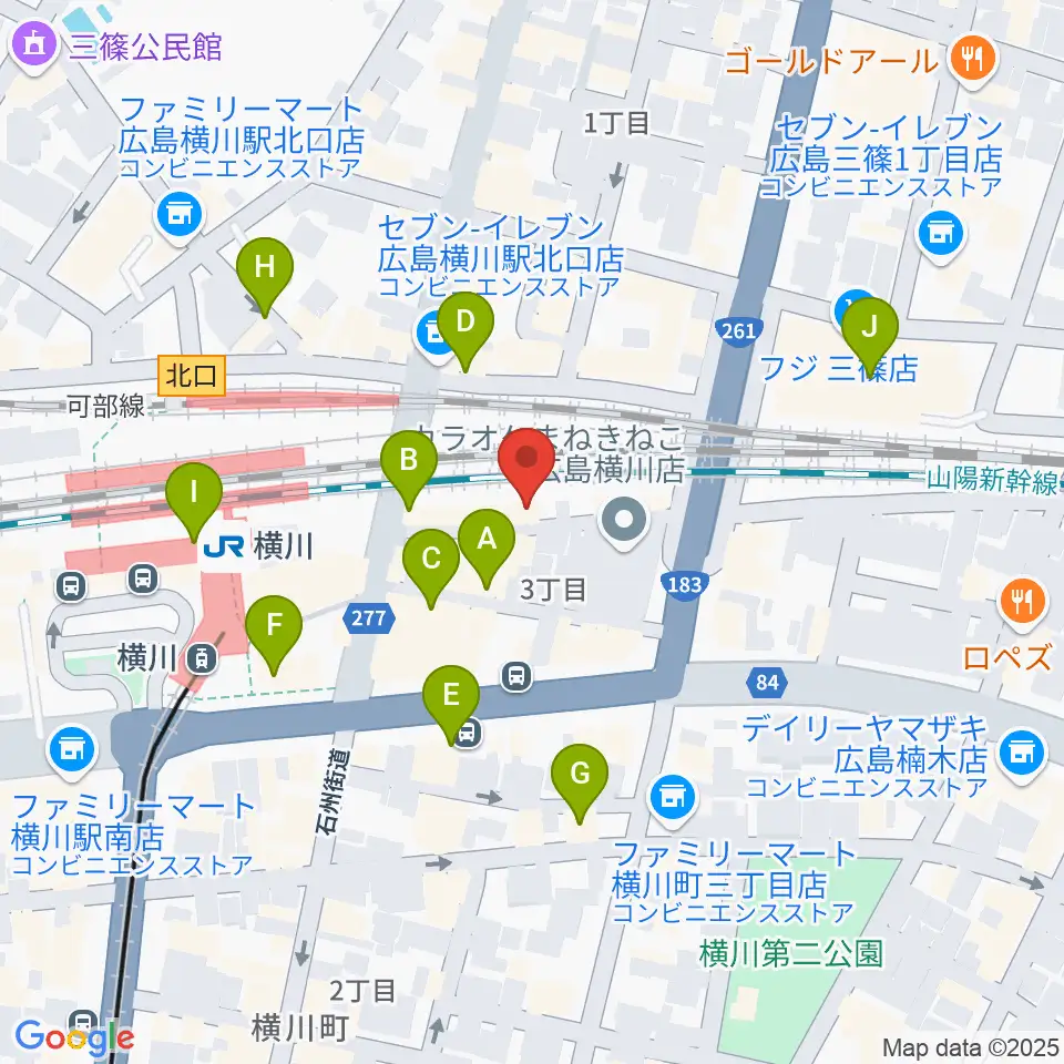 横川シネマ周辺のカフェ一覧地図