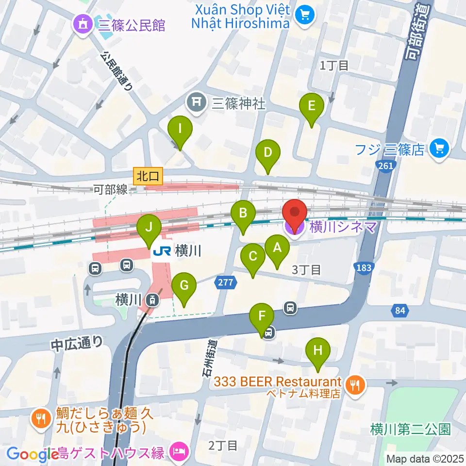 横川シネマ周辺のカフェ一覧地図