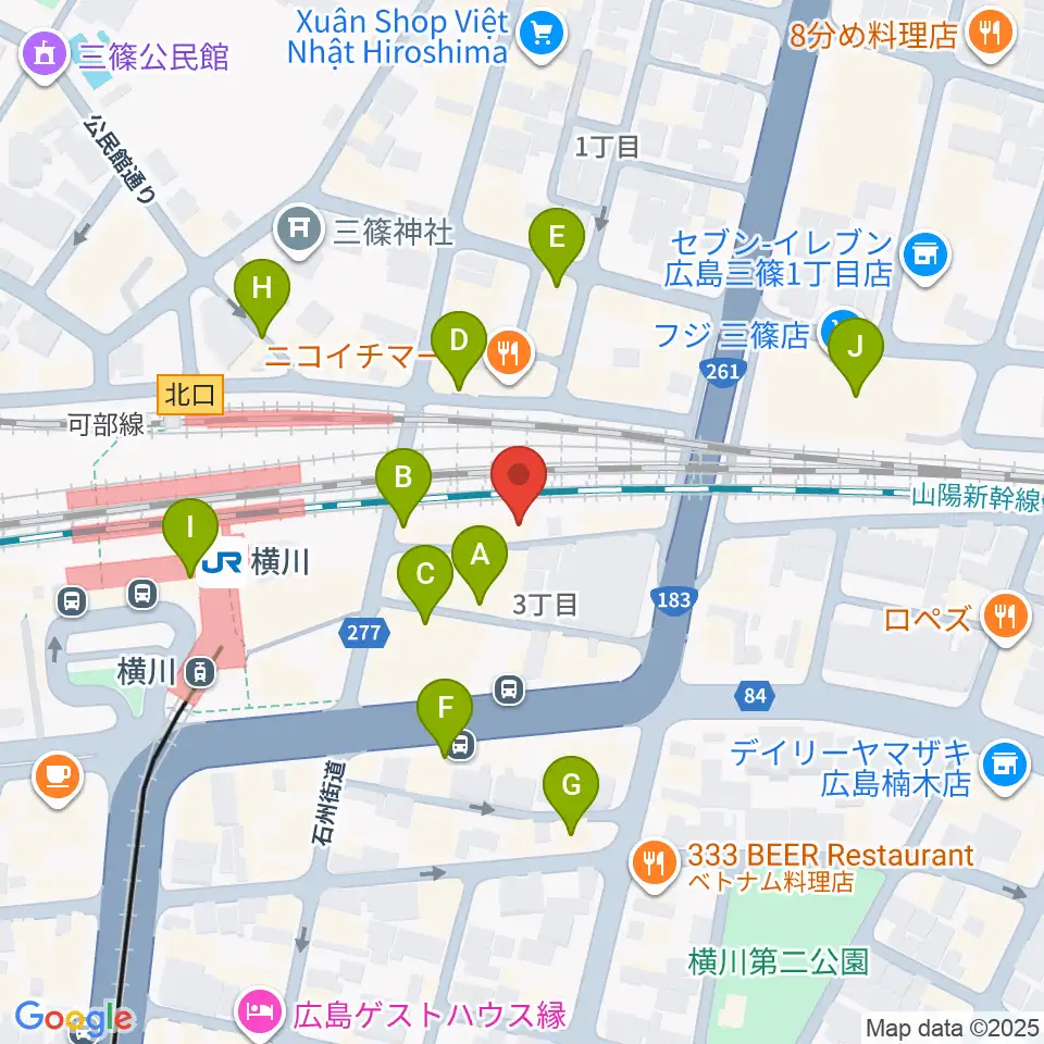 横川シネマ周辺のカフェ一覧地図