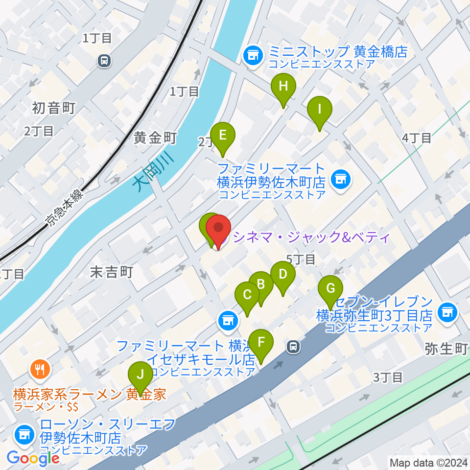 横浜シネマ・ジャック＆ベティ周辺のカフェ一覧地図