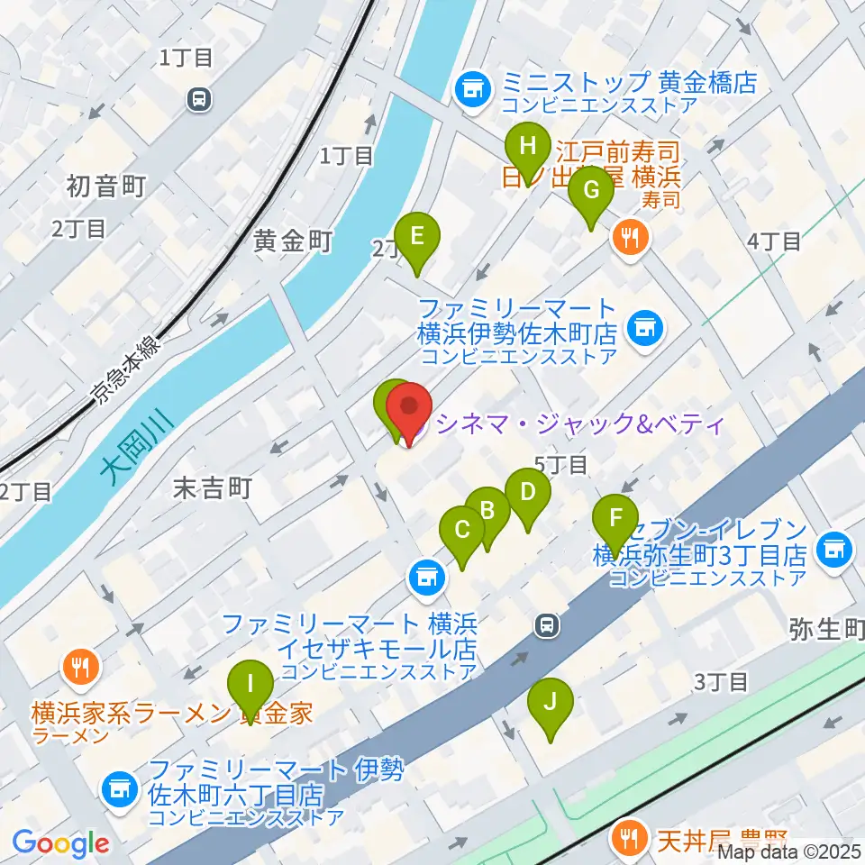横浜シネマ・ジャック&ベティ周辺のカフェ一覧地図