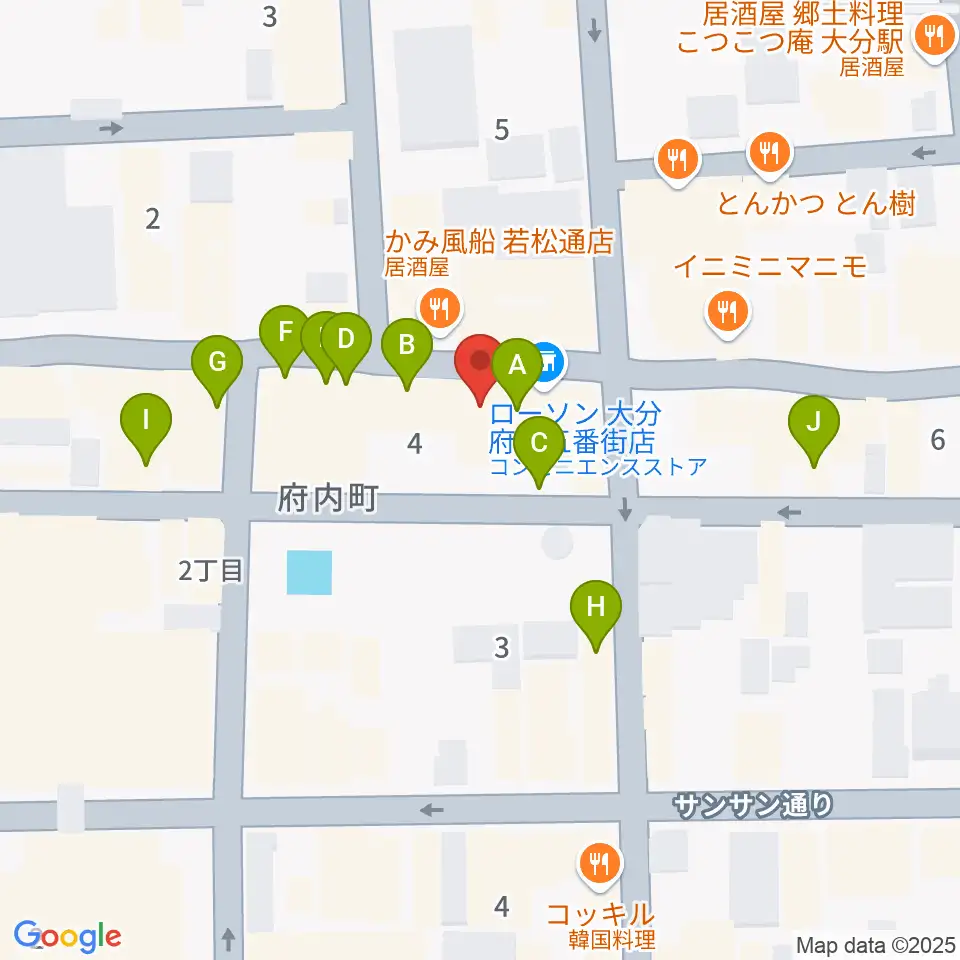 大分シネマ5周辺のカフェ一覧地図