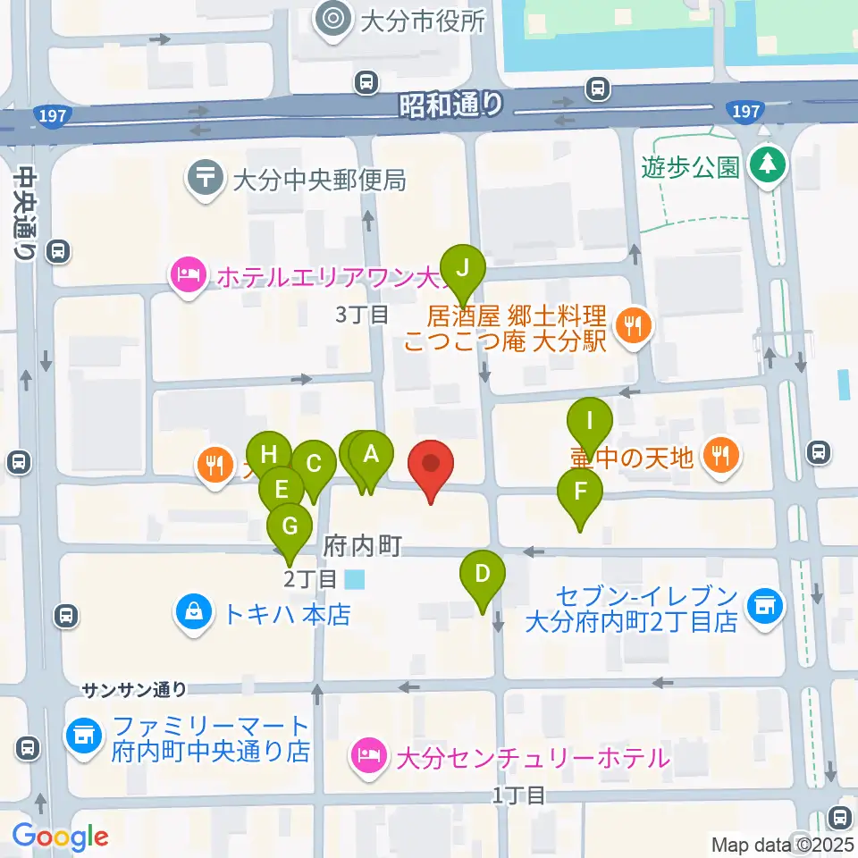 大分シネマ5周辺のカフェ一覧地図