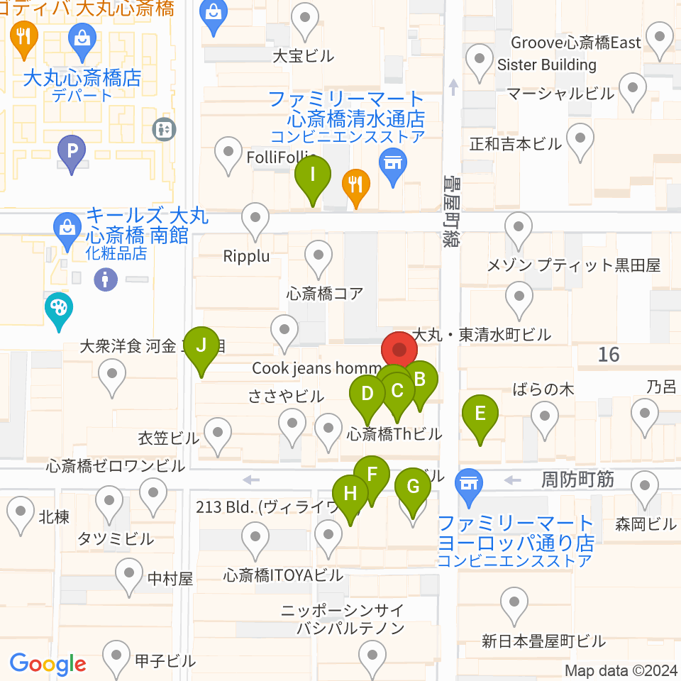 大阪心斎橋MUSE BOX周辺のカフェ一覧地図