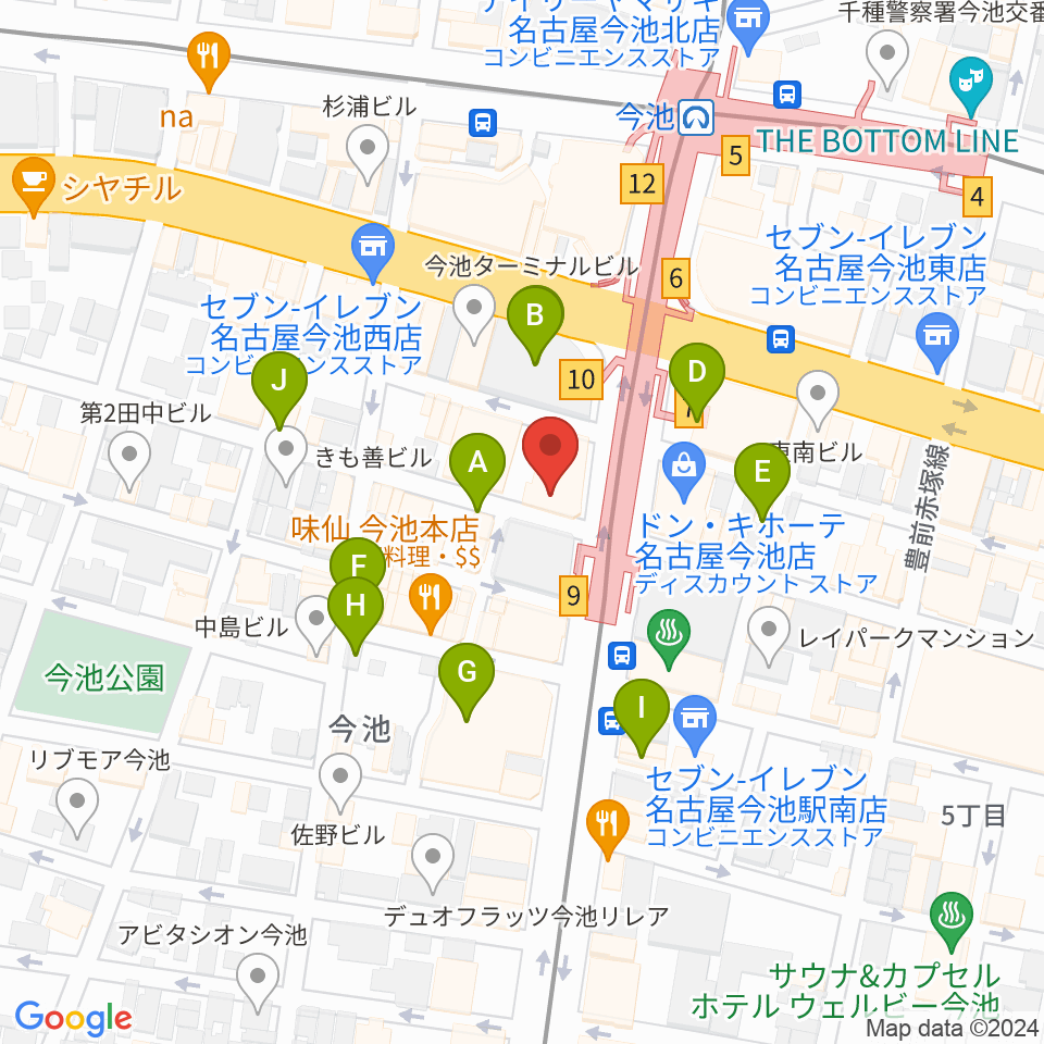 今池open house周辺のカフェ一覧地図