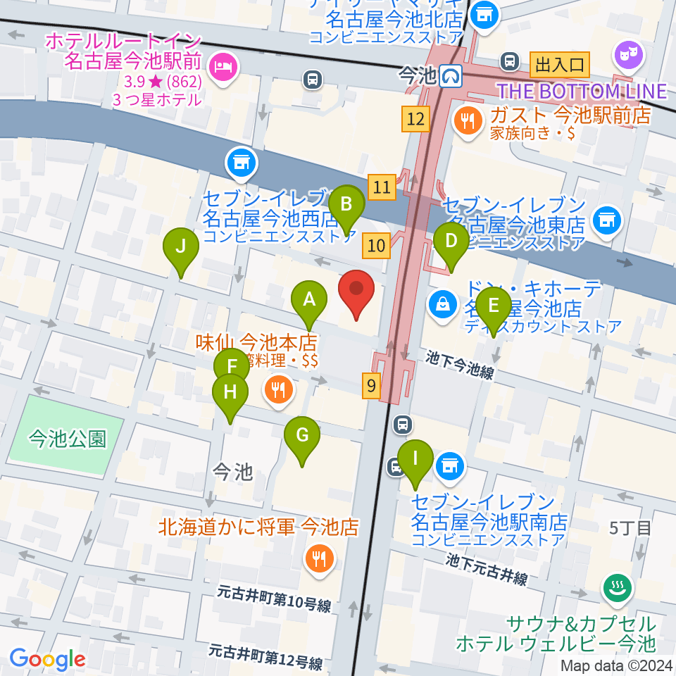 今池open house周辺のカフェ一覧地図