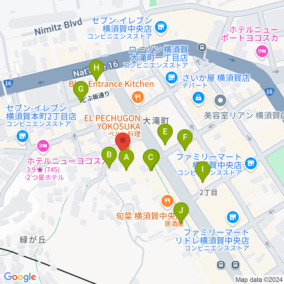 Blue in Green周辺のカフェ一覧地図