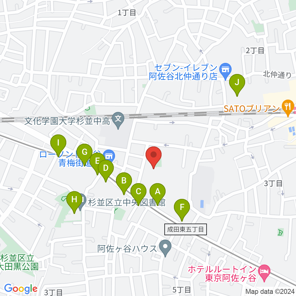 長谷部ギター教室周辺のカフェ一覧地図