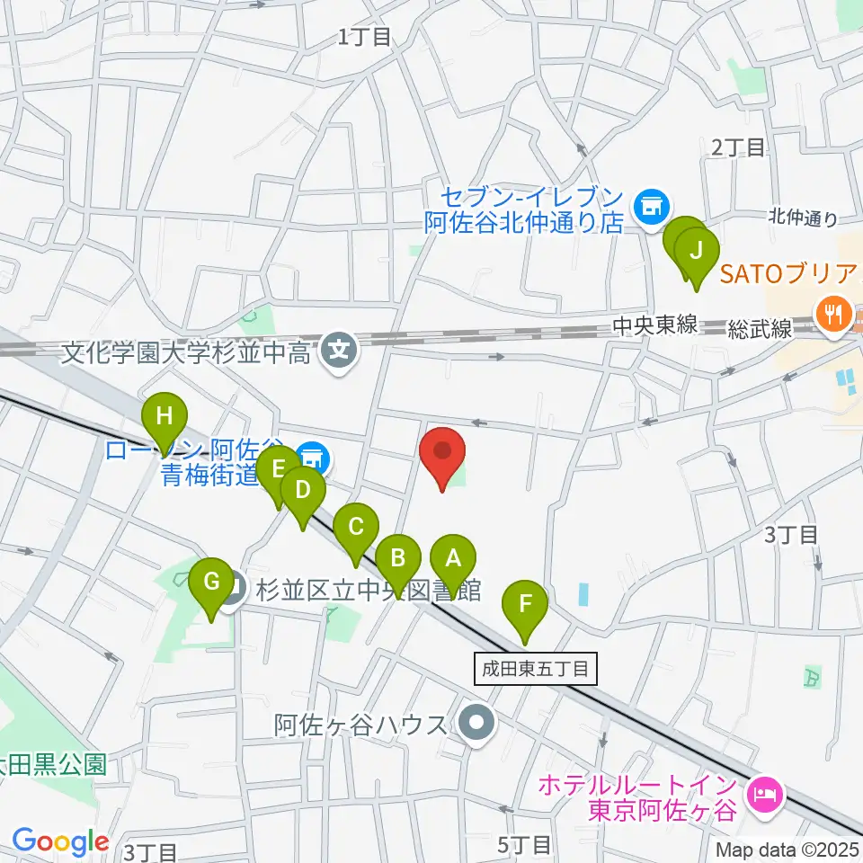 長谷部ギター教室周辺のカフェ一覧地図