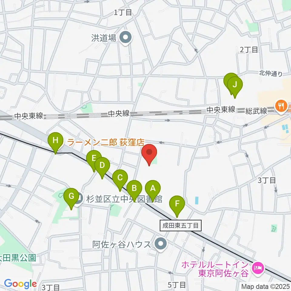 長谷部ギター教室周辺のカフェ一覧地図