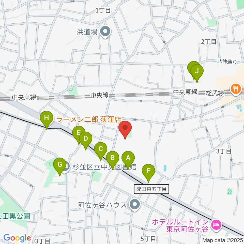長谷部ギター教室周辺のカフェ一覧地図