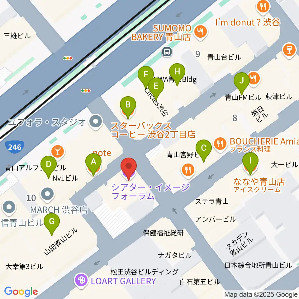 渋谷シアター・イメージフォーラム周辺のカフェ一覧地図