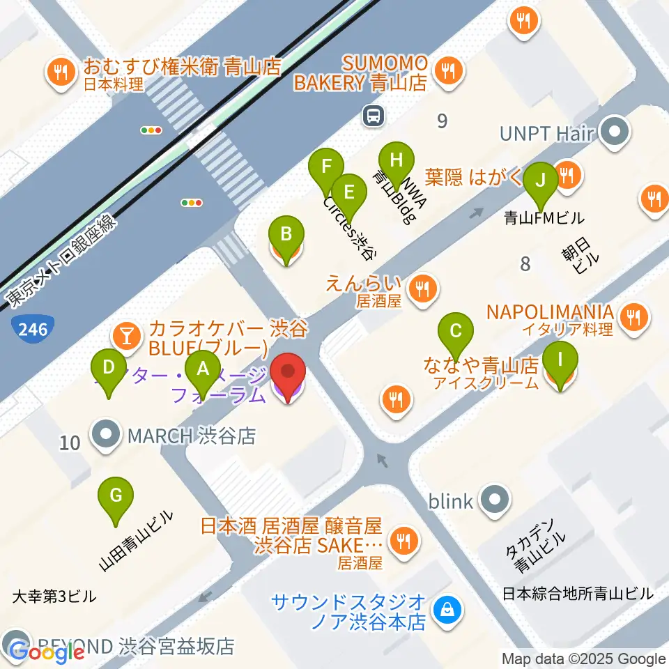渋谷シアター・イメージフォーラム周辺のカフェ一覧地図