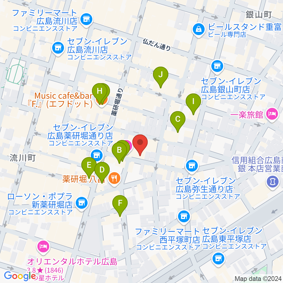 広島LIVE VANQUISH周辺のカフェ一覧地図