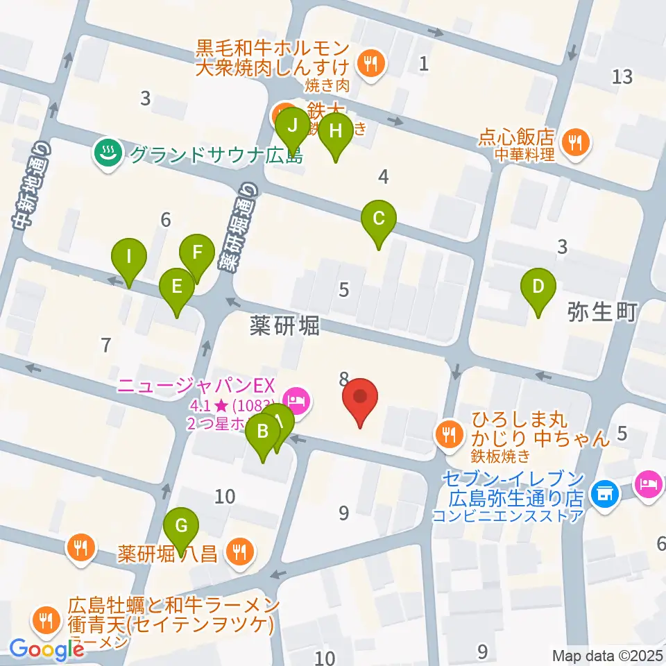 広島LIVE VANQUISH周辺のカフェ一覧地図