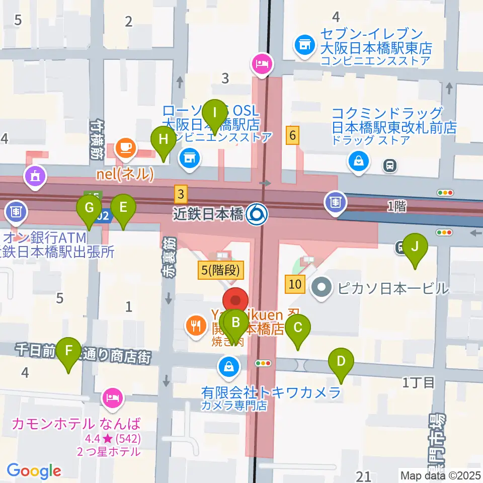 スタジオハイダウェイ日本橋店周辺のカフェ一覧地図
