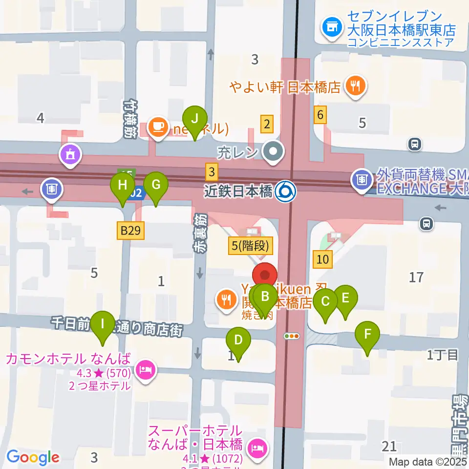 スタジオハイダウェイ日本橋店周辺のカフェ一覧地図