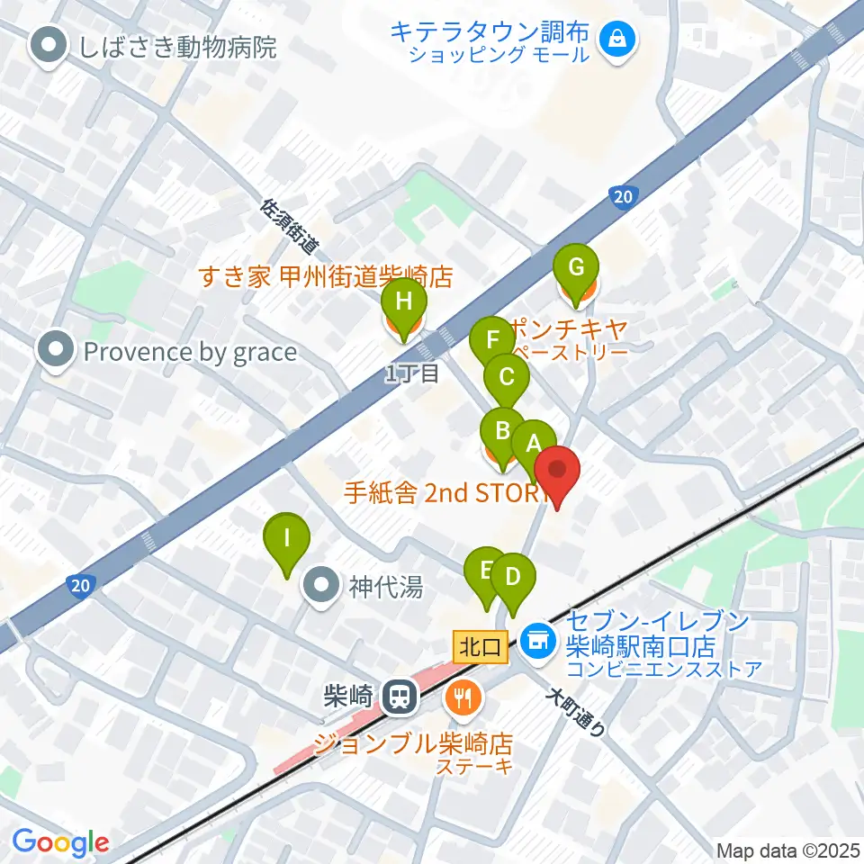 柴崎RATHOLE周辺のカフェ一覧地図