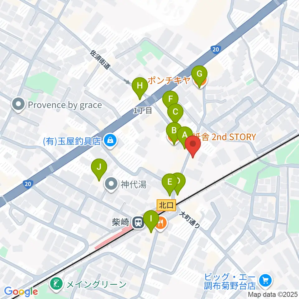 柴崎RATHOLE周辺のカフェ一覧地図