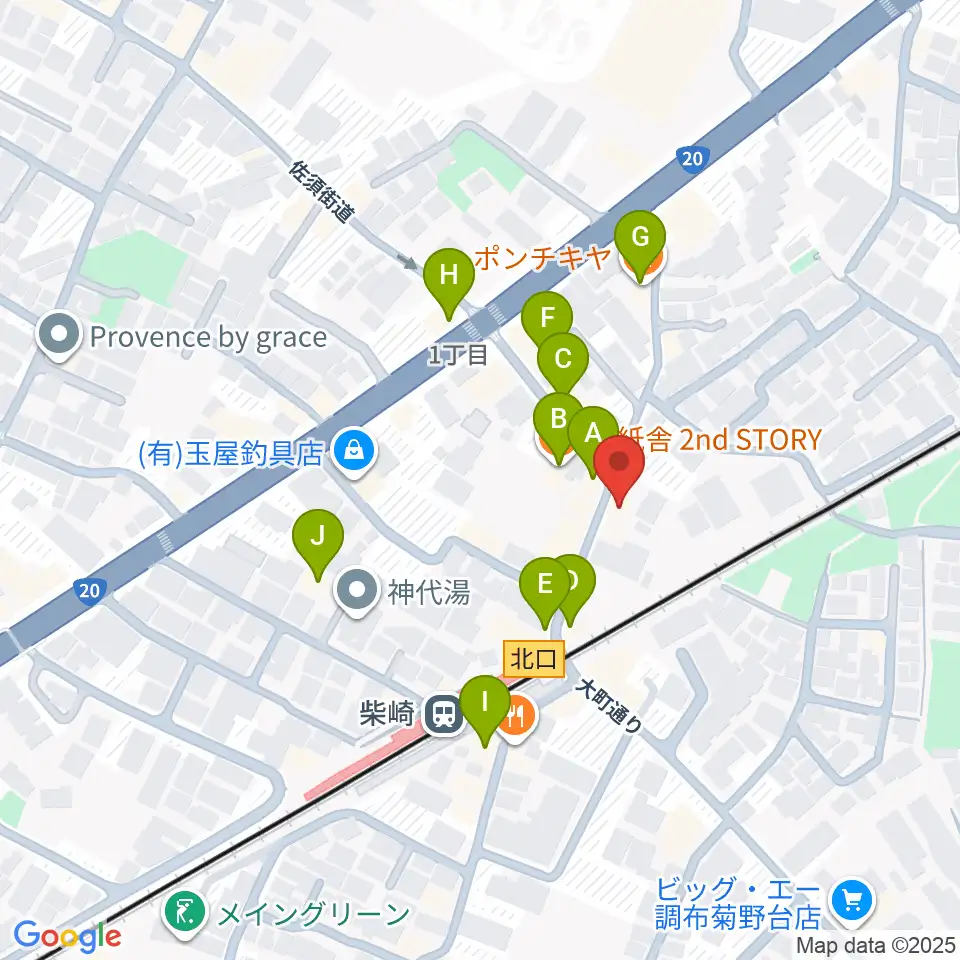 柴崎RATHOLE周辺のカフェ一覧地図