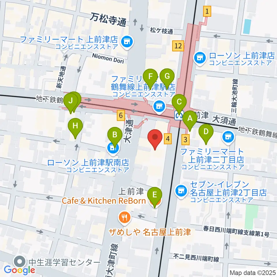 名古屋マーブルレコード周辺のカフェ一覧地図
