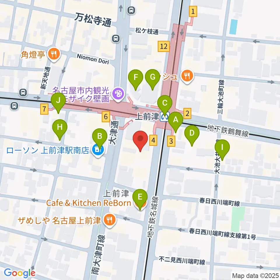 名古屋マーブルレコード周辺のカフェ一覧地図