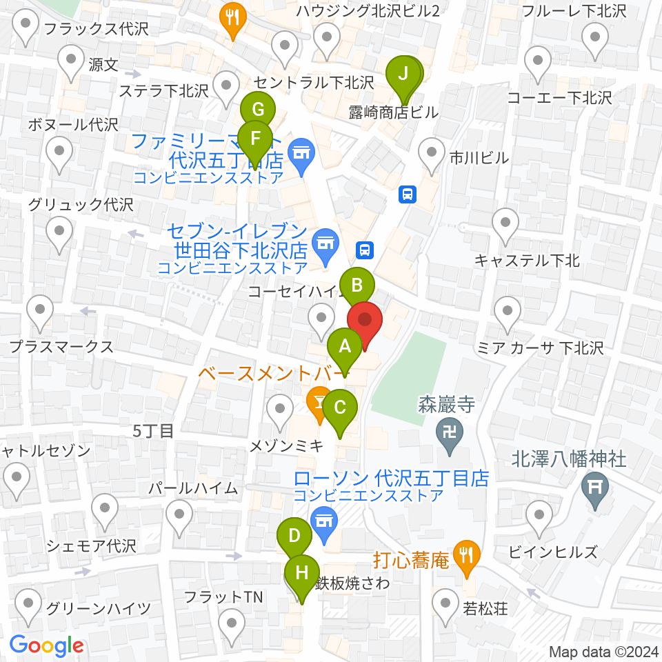 スタジオベイド下北沢店周辺のカフェ一覧地図