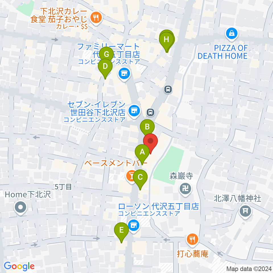 スタジオベイド下北沢店周辺のカフェ一覧地図