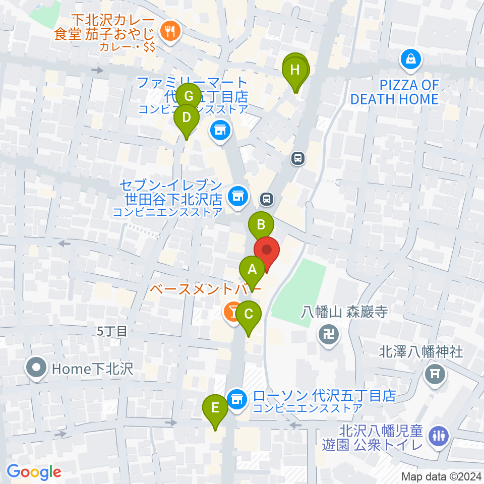 スタジオベイド下北沢店周辺のカフェ一覧地図