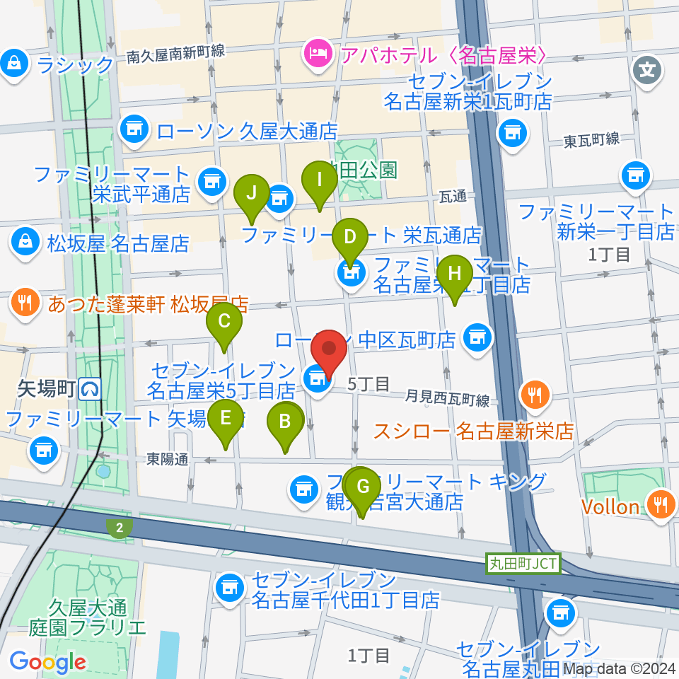 名古屋栄シアターZONE周辺のカフェ一覧地図