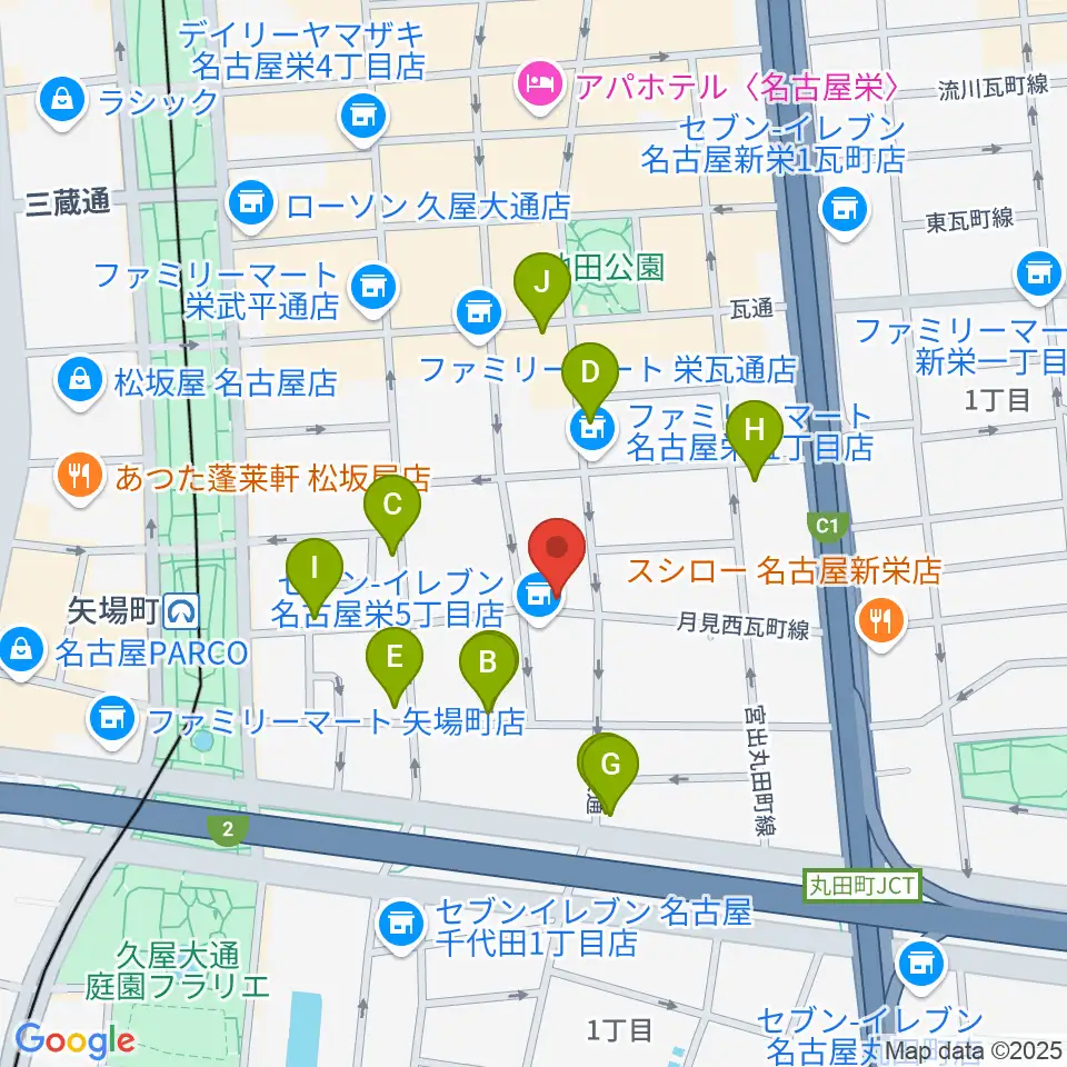 名古屋栄シアターZONE周辺のカフェ一覧地図