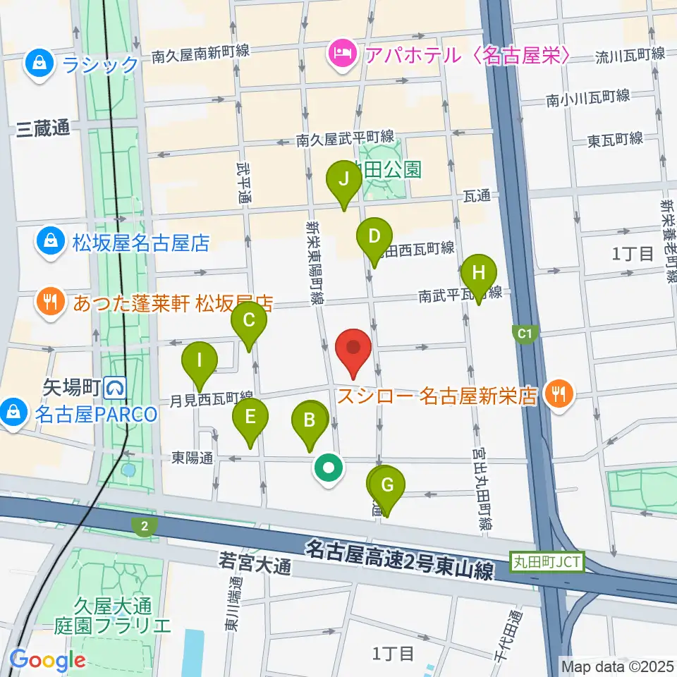 名古屋栄シアターZONE周辺のカフェ一覧地図