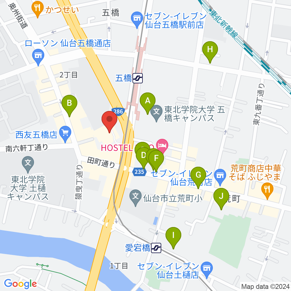 仙台市福祉プラザ周辺のカフェ一覧地図