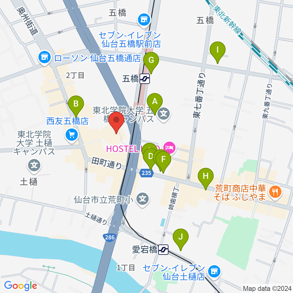 仙台市福祉プラザ周辺のカフェ一覧地図