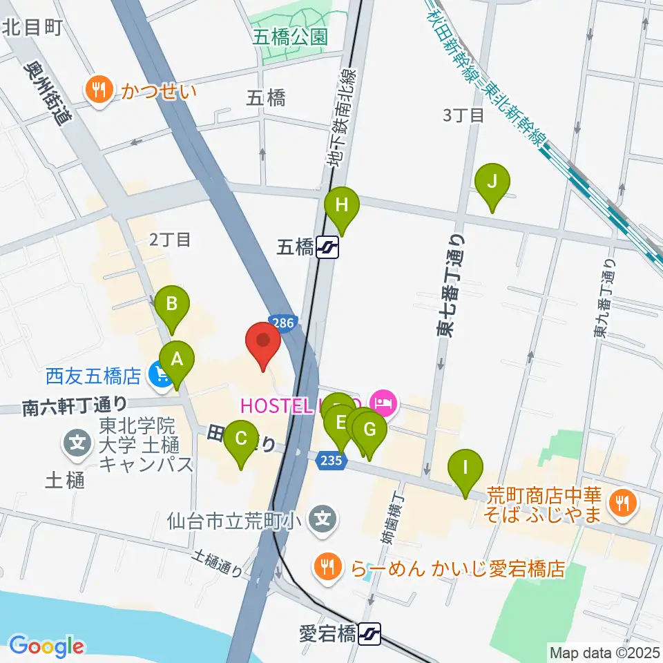 仙台市福祉プラザ周辺のカフェ一覧地図