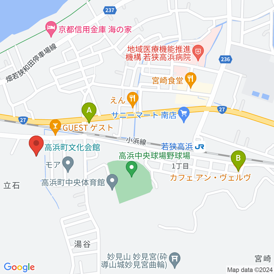 高浜町文化会館周辺のカフェ一覧地図