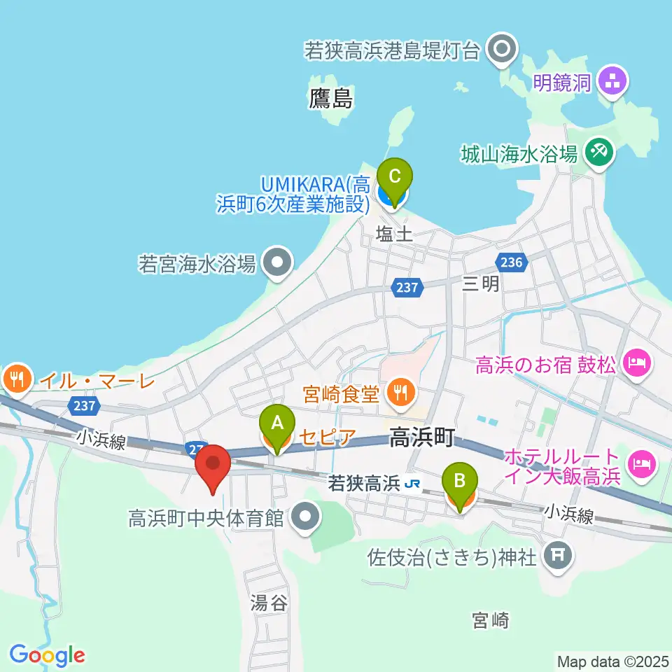 高浜町文化会館周辺のカフェ一覧地図