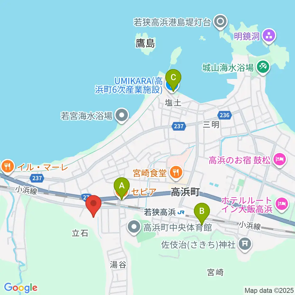 高浜町文化会館周辺のカフェ一覧地図