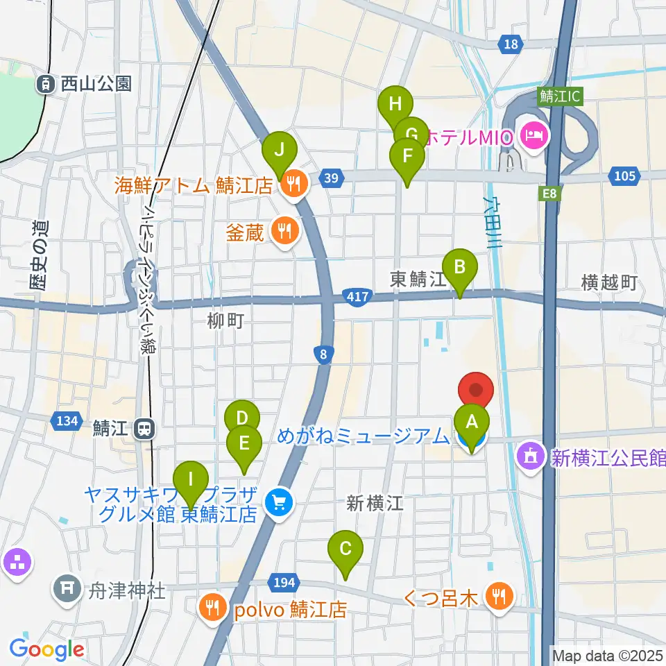 鯖江市文化センター周辺のカフェ一覧地図