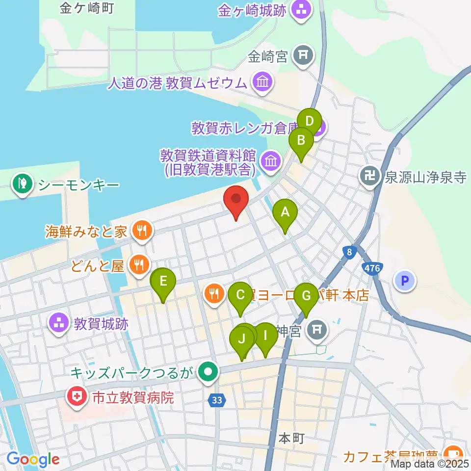 敦賀市民文化センター周辺のカフェ一覧地図